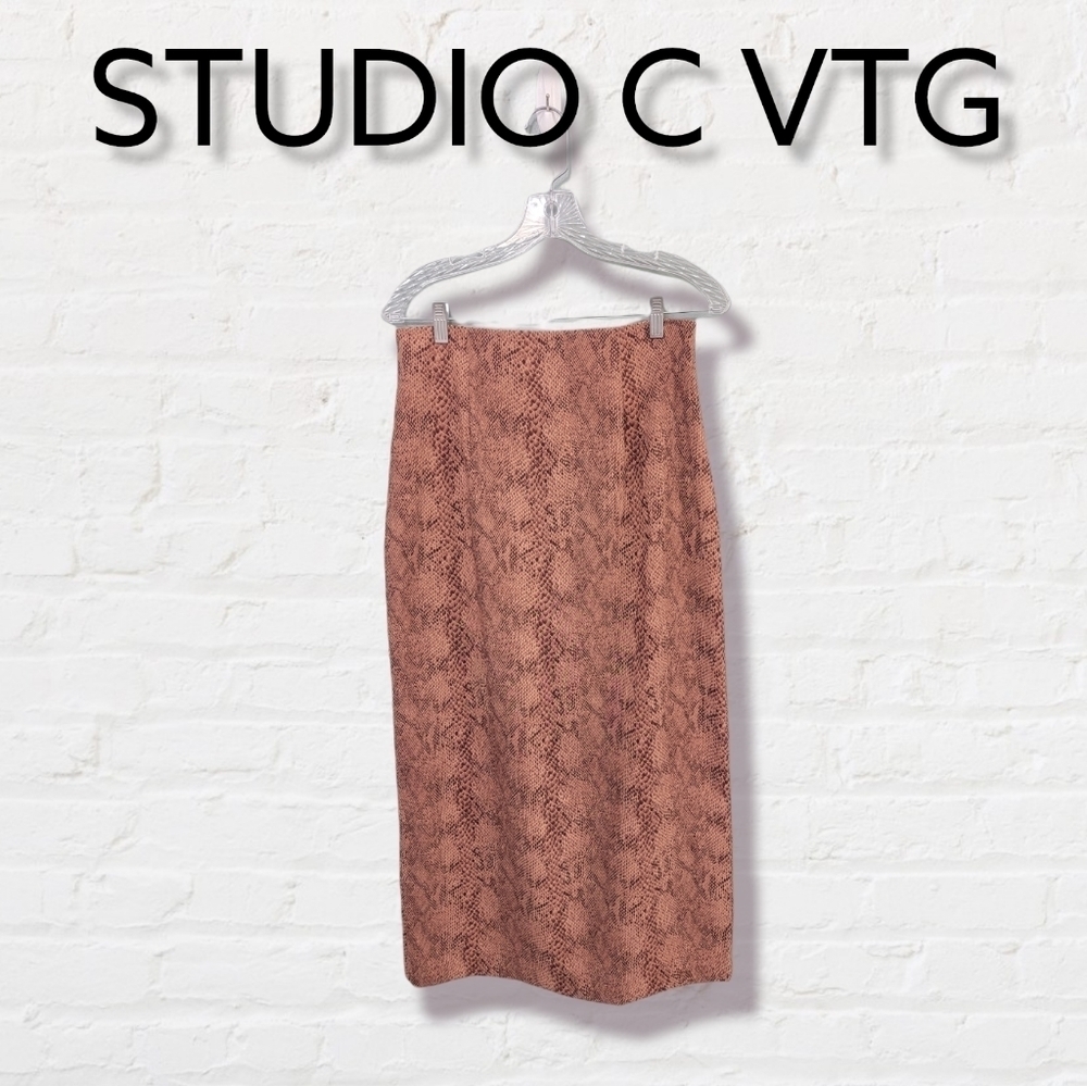 Studio C Vintage Career Classy Snake Skin Maxi Skirt Womens Size Small